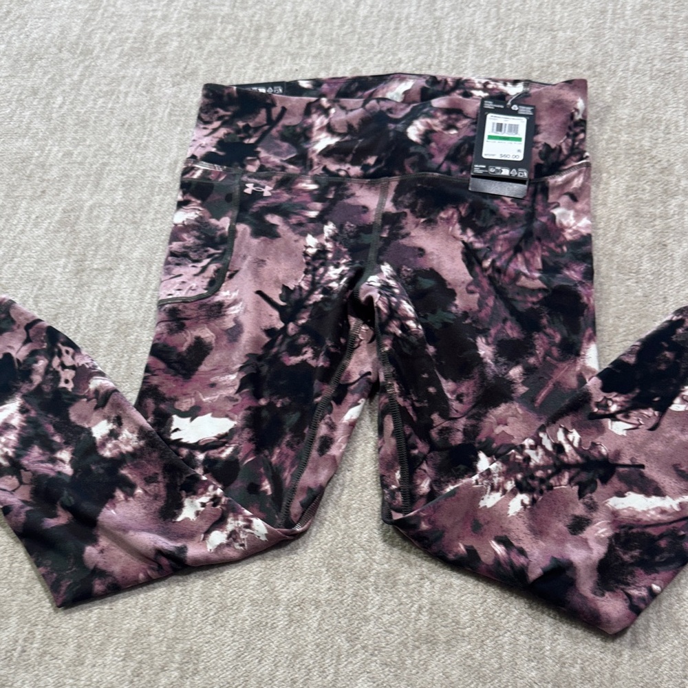 Under Armour Kids' Floral Pink and Black Leggings